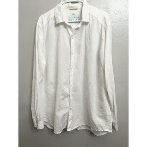 Tommy Bahama Relax 100% Linen Button Up Shirt Men Size Large White Disney Cruise